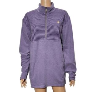 Southern Marsh Granger Lake‎ Fleece Purple Stripe 1/2 Zip Long Sleeve Pullover M